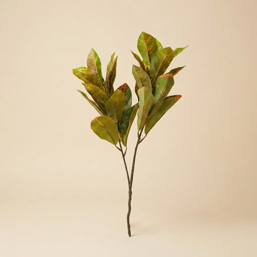 Branche de Croton Artificiel – Feuillage Synthetique Nuancé Vert & Automnal