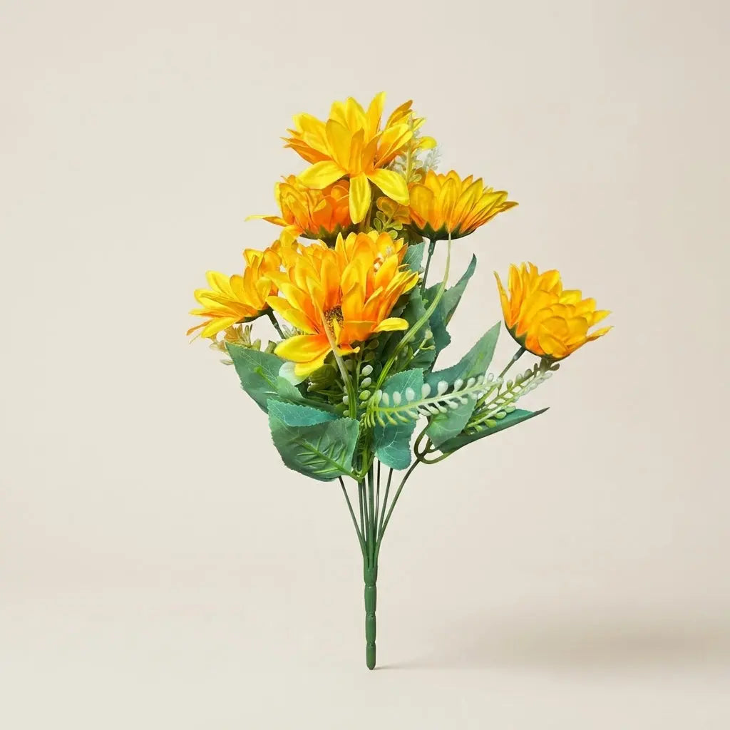 Bouquet de Tournesols Artificiels – Botte de Fleurs Synthétiques Jaunes Solaires