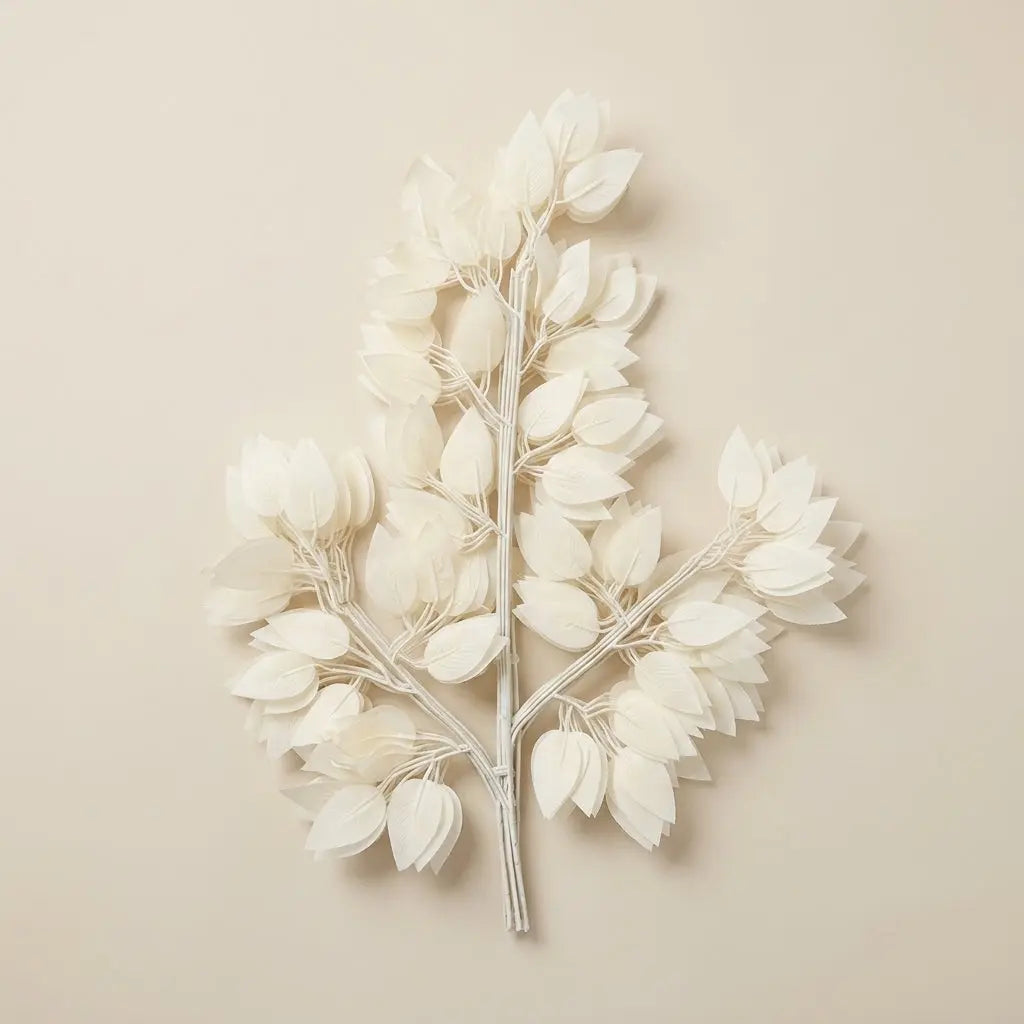Branche de Feuillage Artificiel Blanc Premium | Décoration Événementielle & Mariage