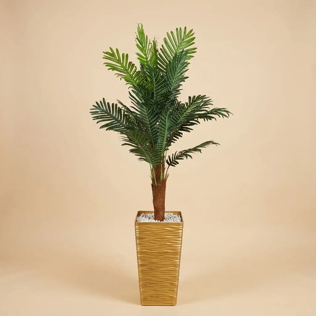 Palmier Synthétique Luxe en Pot Doré Texturé – Déco d'Intérieur Premium darlworod