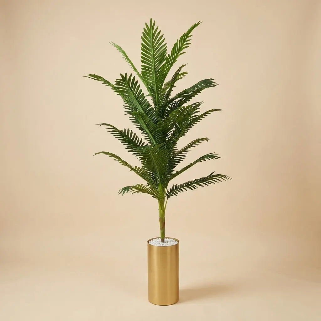 Palmier Areca Artificiel Grand Format en Vase Métal Doré – Déco d'Intérieur Chic darlworod