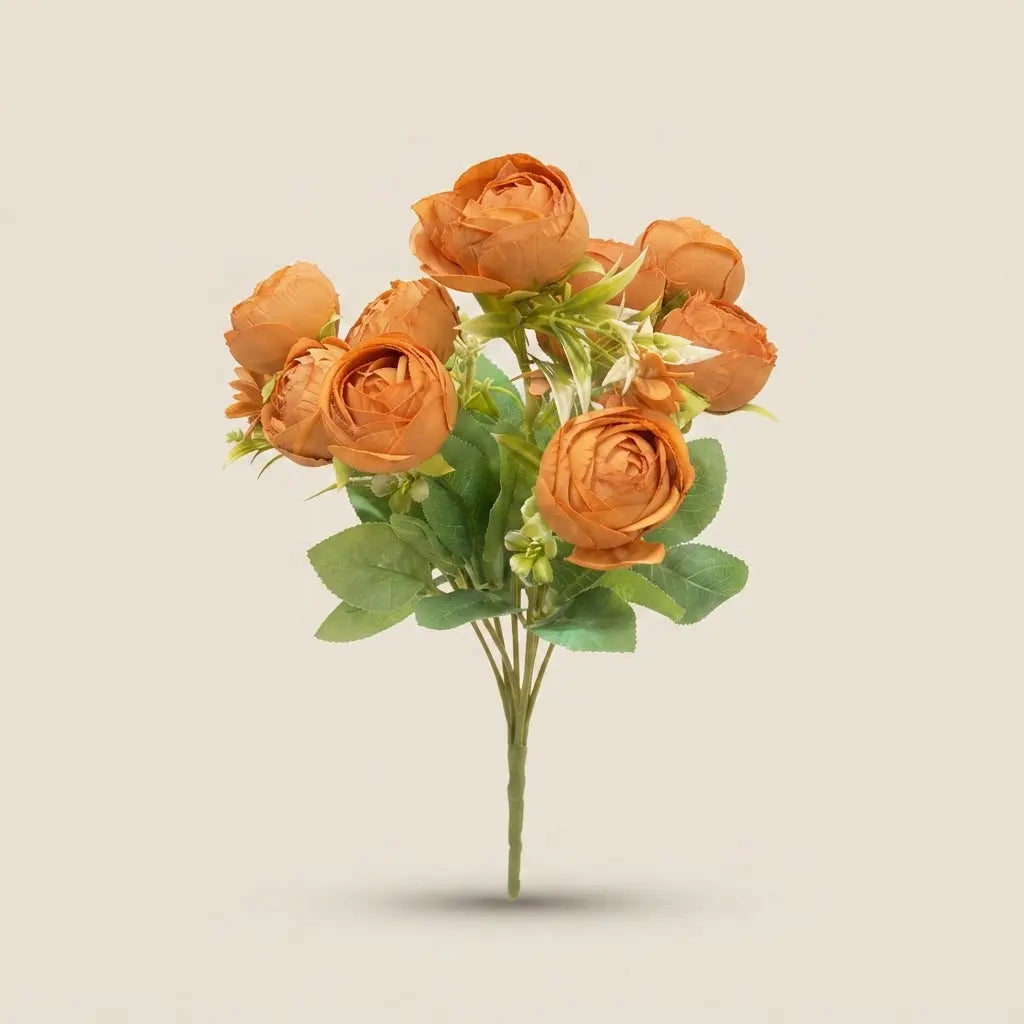 Bouquet de Roses Artificielles Terracotta | Fleurs Décoratives Automnales