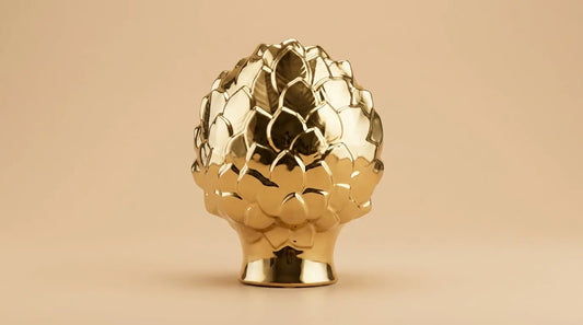 Artichaut Décoratif en Céramique Dorée – Sculpture Statuette Rangement / Vase Chic