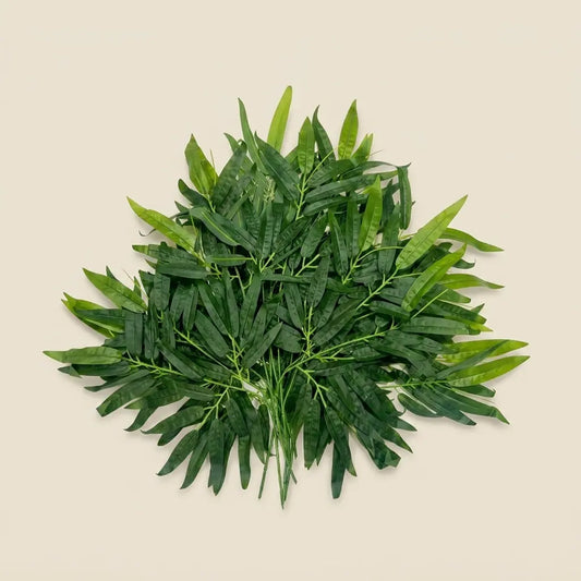 Lot de 12 Tiges de Feuillage Artificiel Bambou / Saule – Feuilles Vertes Synthétiques