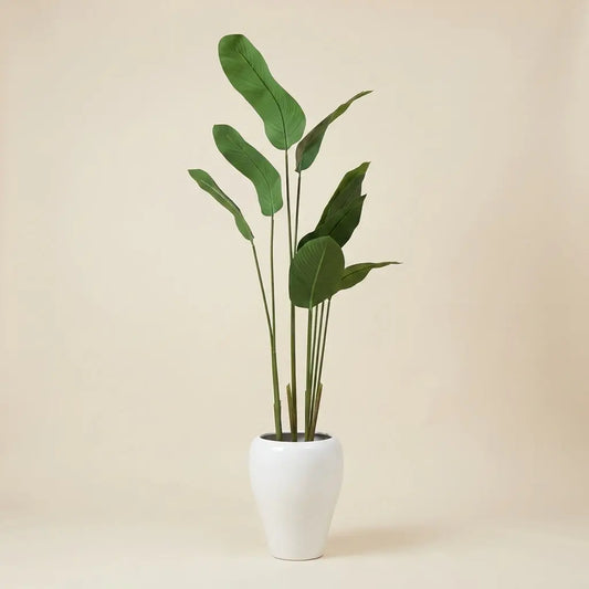 Plante Artificielle Géante Strelitzia avec Pot Blanc Élégant – Déco d'Intérieur Premium darlworod
