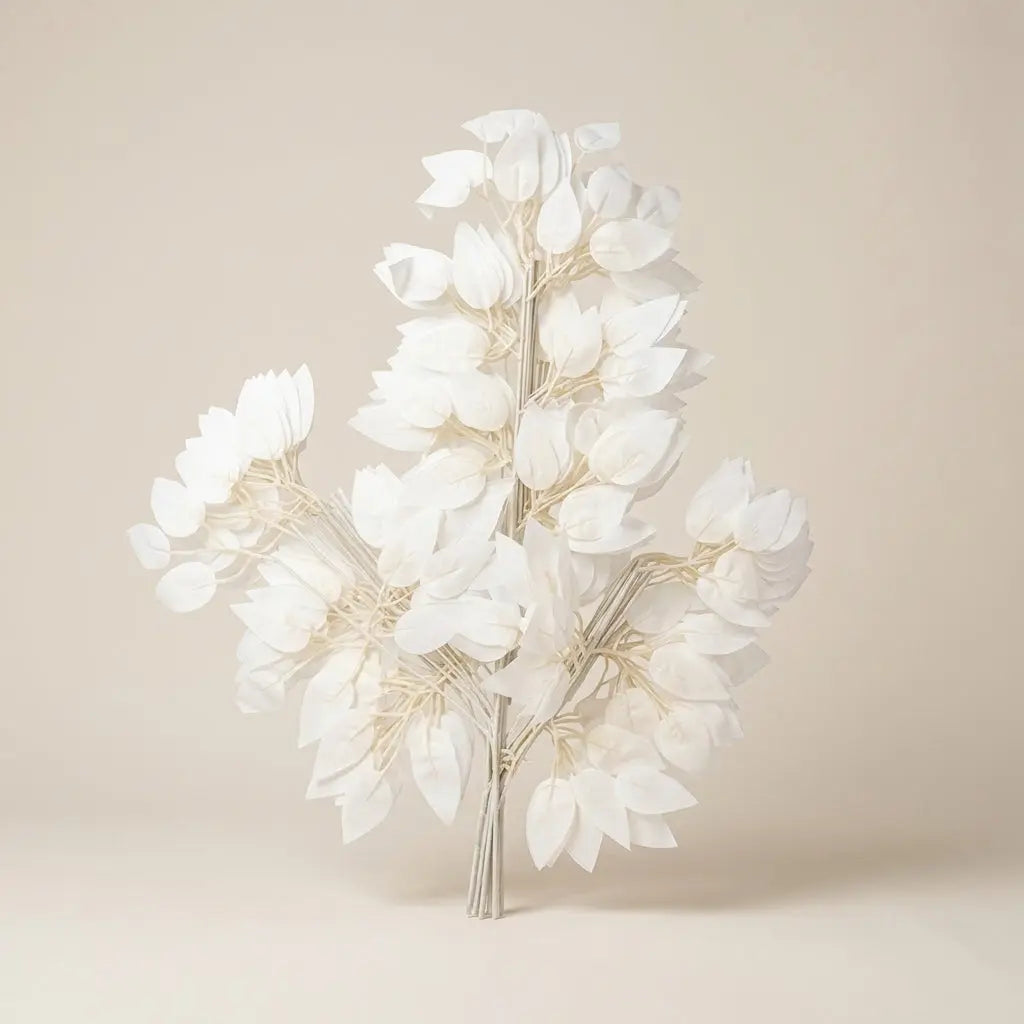 Branche de Feuillage Artificiel Blanc Premium | Décoration Événementielle & Mariage
