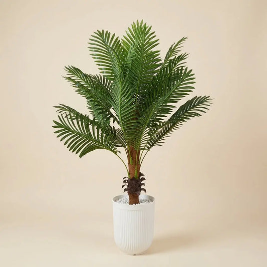 Palmier Cycas Artificiel et Son Pot en Céramique Blanche darlworod