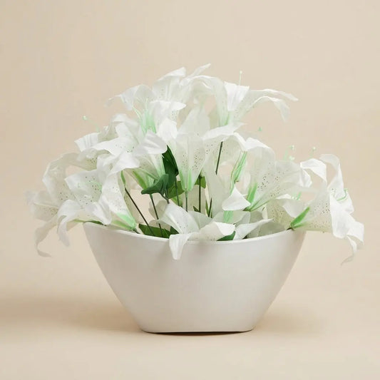 Bouquet de Lys Blancs Artificiels avec Coupe en Céramique – Déco Table Chic darlworod