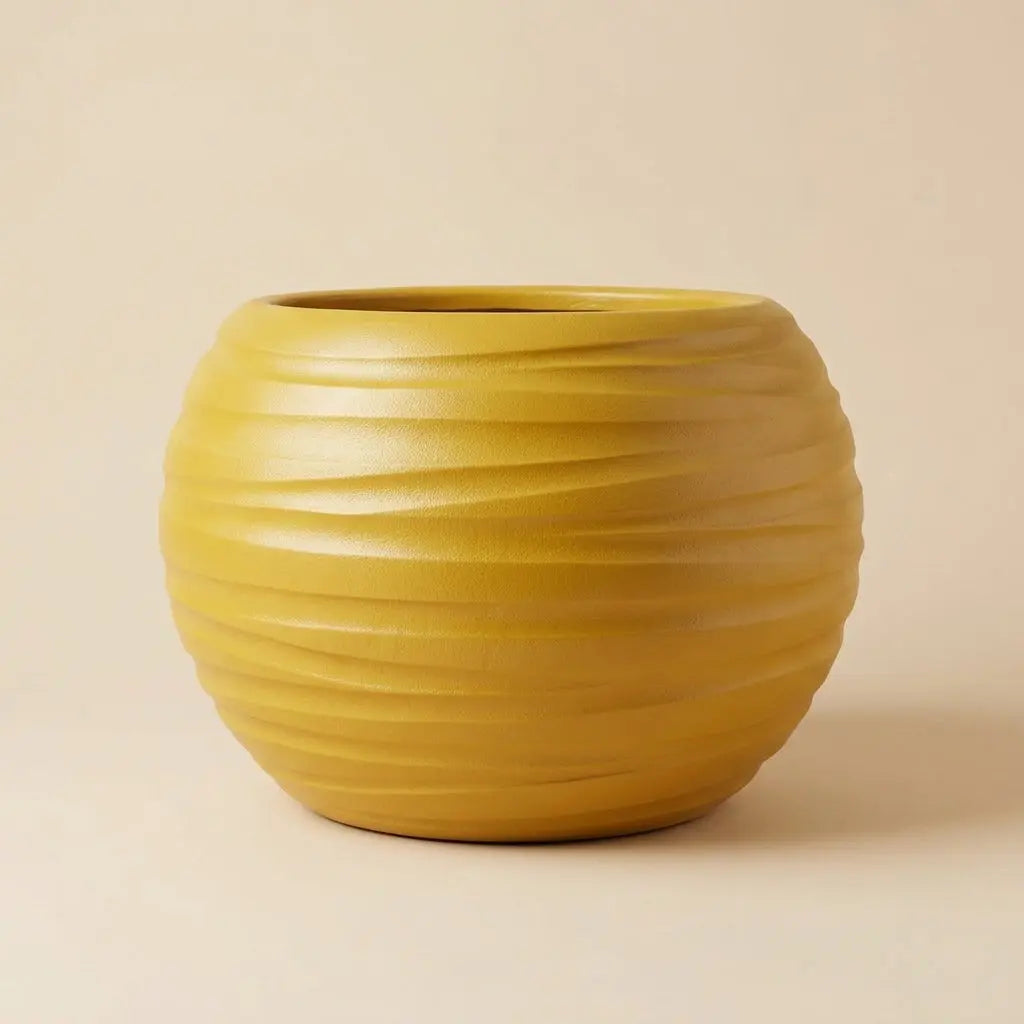 Pot de Fleur Sphérique en Plastique Design Ondulé – Style Vague (Disponible en 3 couleurs)