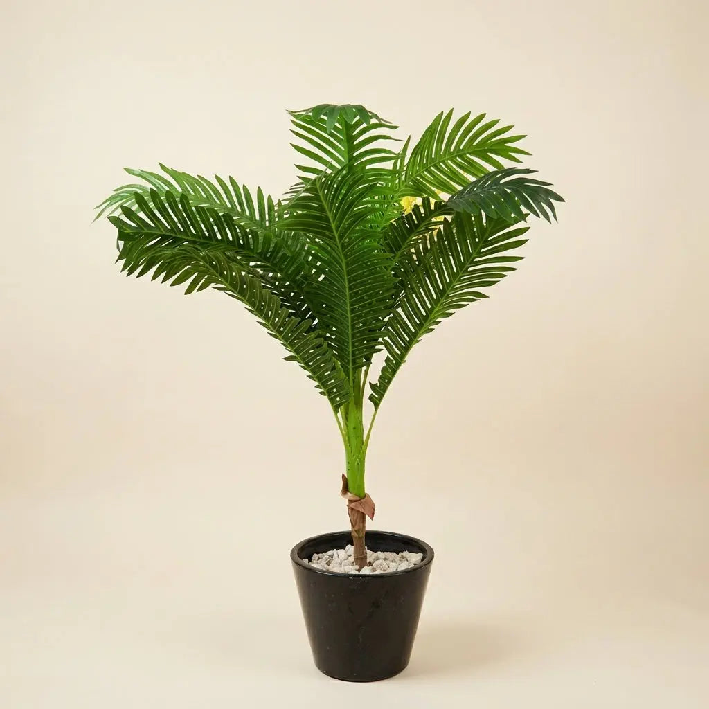 Petit Palmier Artificiel et Son Pot en Céramique Noire darlworod