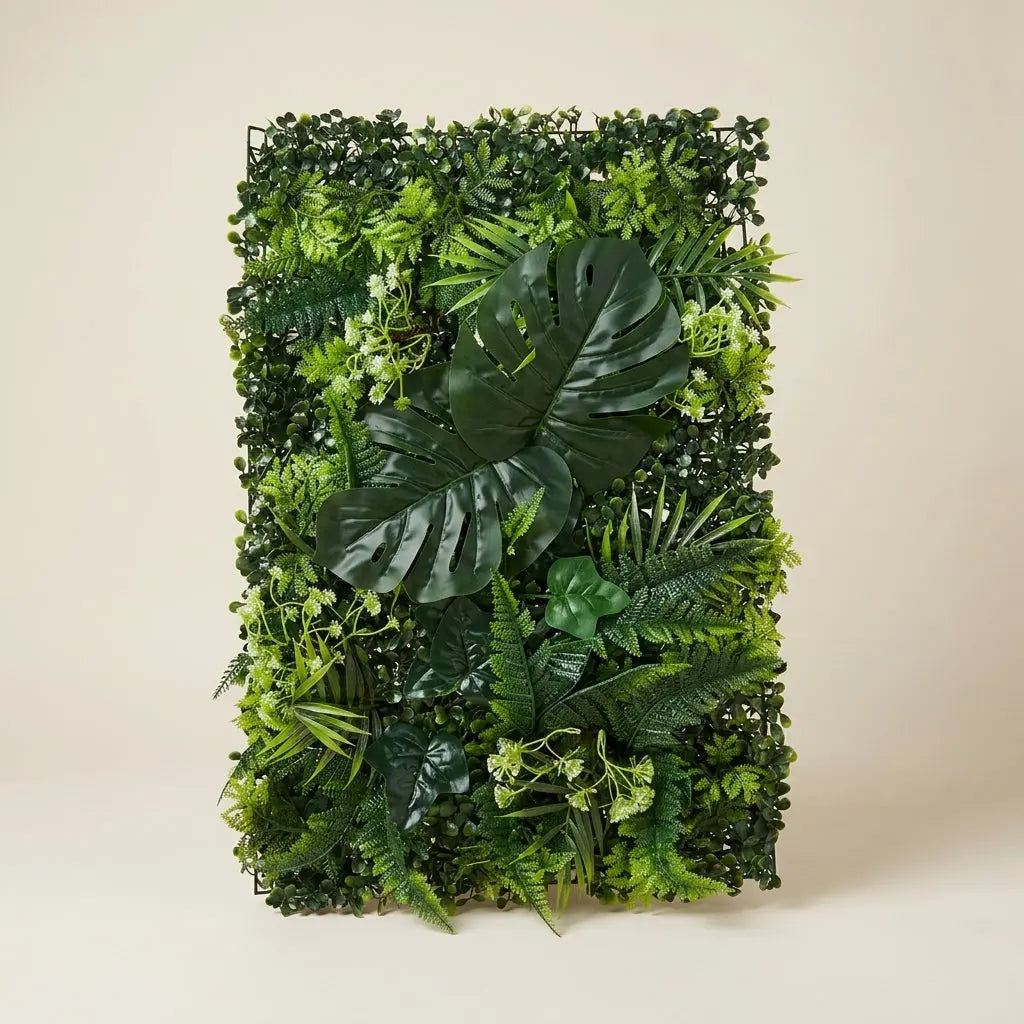 Panneau Mur Végétal Artificiel Jungle - Monstera & Fougères Sauvages (50 x 50 cm) darlworod
