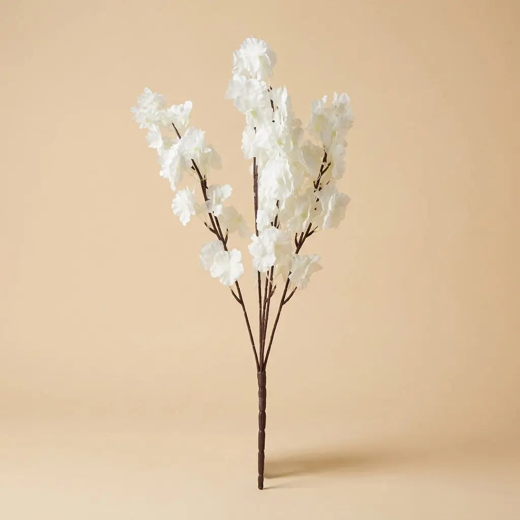 Branche de Cerisier en Fleurs Artificielles Blanches – Tige de Sakura Synthétique Haut de Gamme