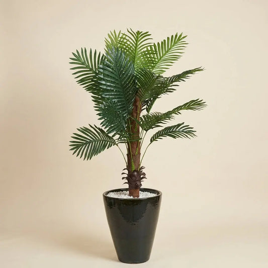 Palmier Artificiel Luxuriant et Son Grand Pot en Céramique Noire darlworod