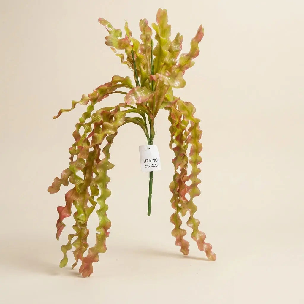 Plante Retombante Artificielle Ondulée – Feuillage Synthétique Vert & Rosé