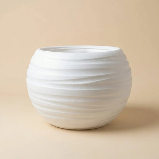 Pot de Fleur Sphérique en Plastique Design Ondulé – Style Vague (Disponible en 3 couleurs)