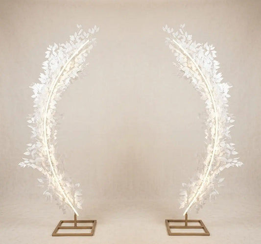 Paires de Colonnes Arches Lumineuses LED Feuillage Blanc – Décoration de Cérémonie