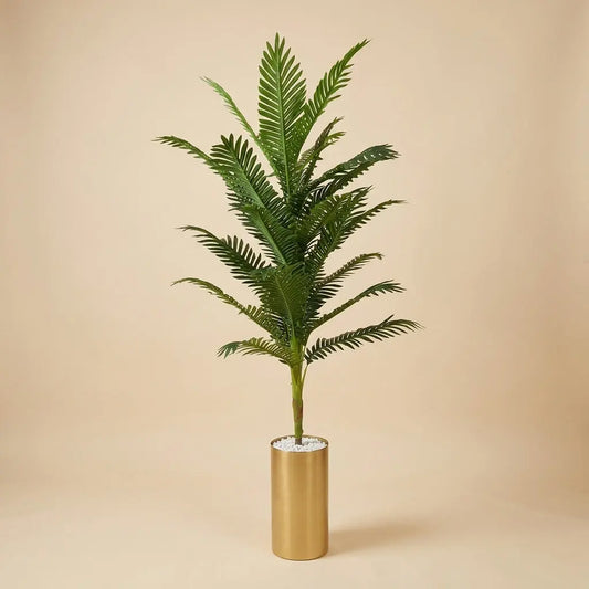 Palmier Areca Artificiel Grand Format en Vase Métal Doré – Déco d'Intérieur Chic darlworod